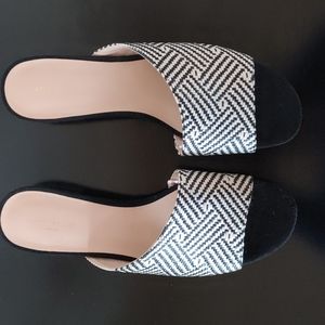 Black and white sandals